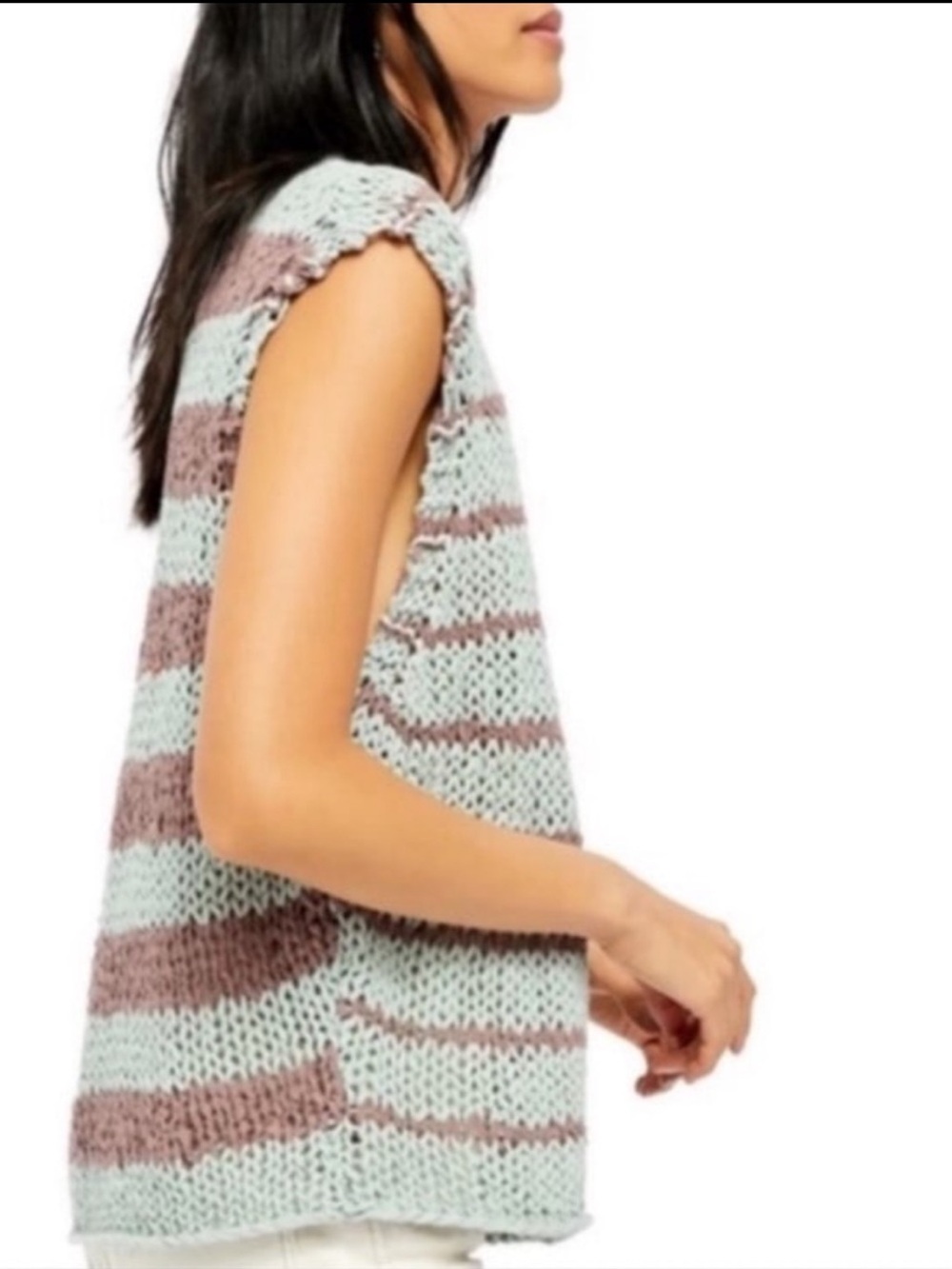Free People 💮 boho crochet Striped Open-Knit top